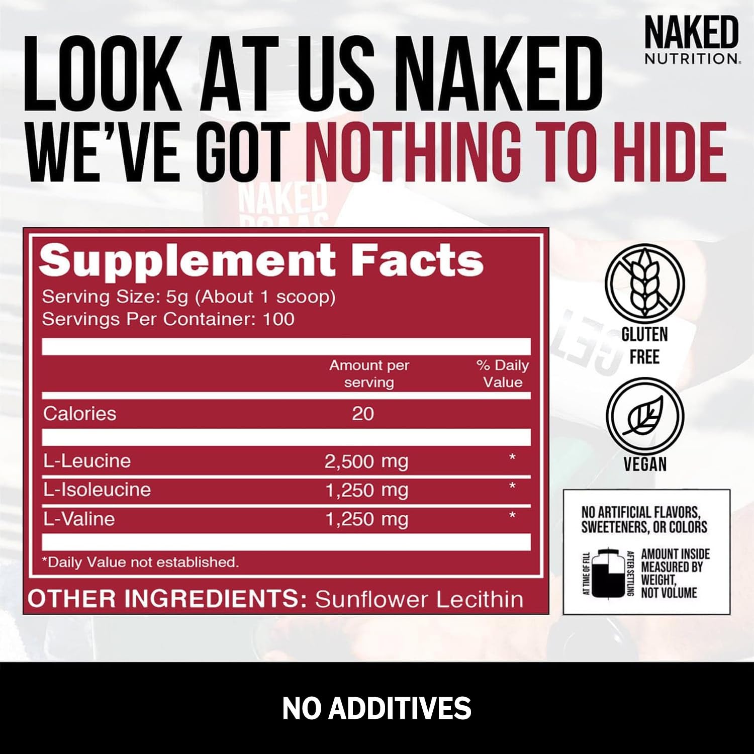 NAKED BCAAs Amino Acids Powder, Only 1 Ingredient, Pure 2:1:1 Formula, Vegan Unflavored Branched Chain Amino Acids, Instantized All Natural BCAA Supplement - 500 Grams, 100 Servings NAKED buy australia supplements
