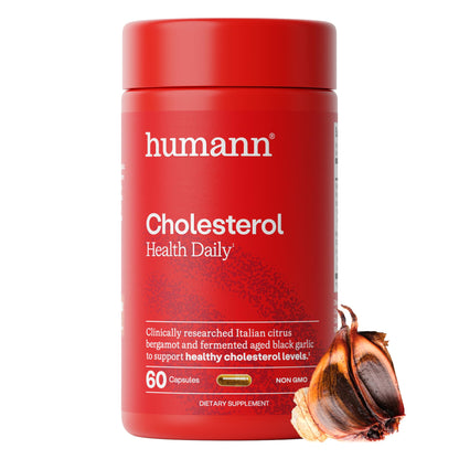 Humann Cholesterol Health Daily, Aged Black Garlic Extract & Citrus Bergamot, Cholesterol & Lipid Support Supplement, 60 Capsules Humann