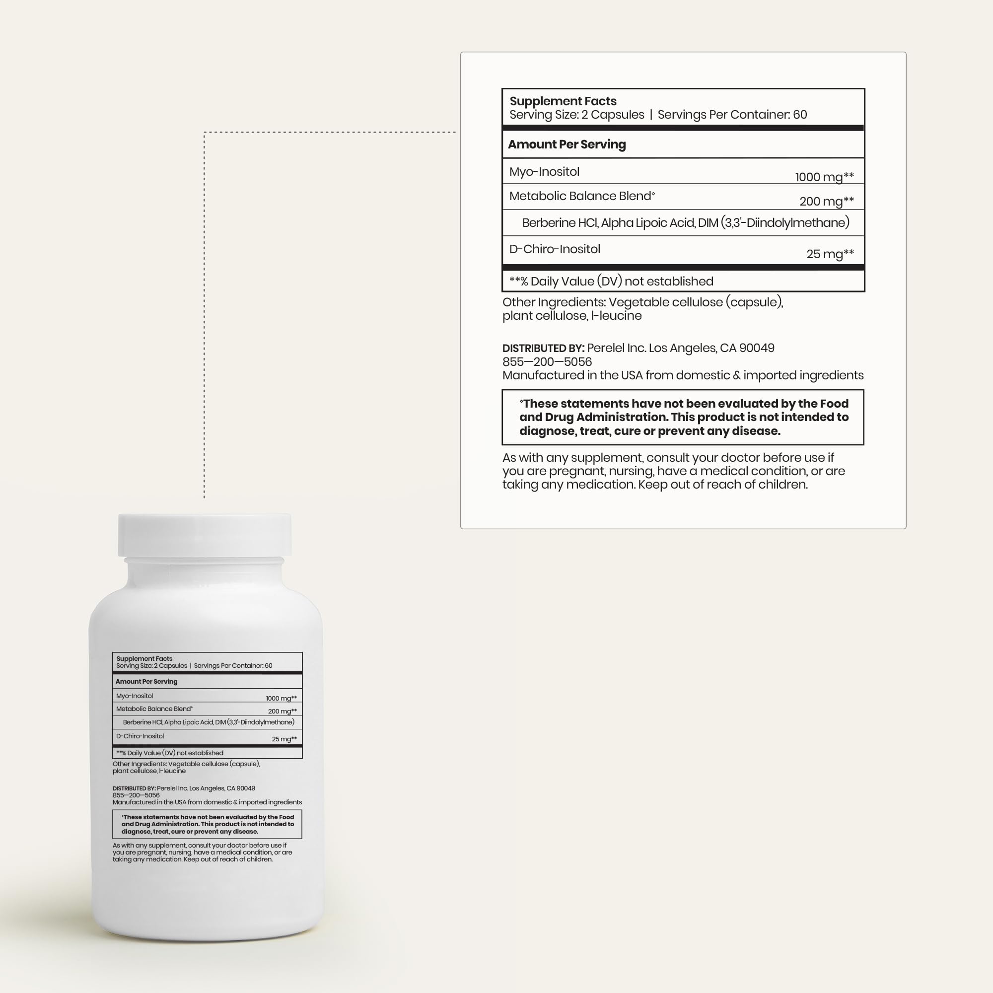 Perelel Hormone Balance Support, Myo & D Chiro Inositol, Womens Inositol Supplement with Berberine, Alpha Lipoic Acid, & Dim to Support Female Health, Soy, Dairy & Gluten Free, Non GMO, 120 Capsules Perelel buy australia supplements