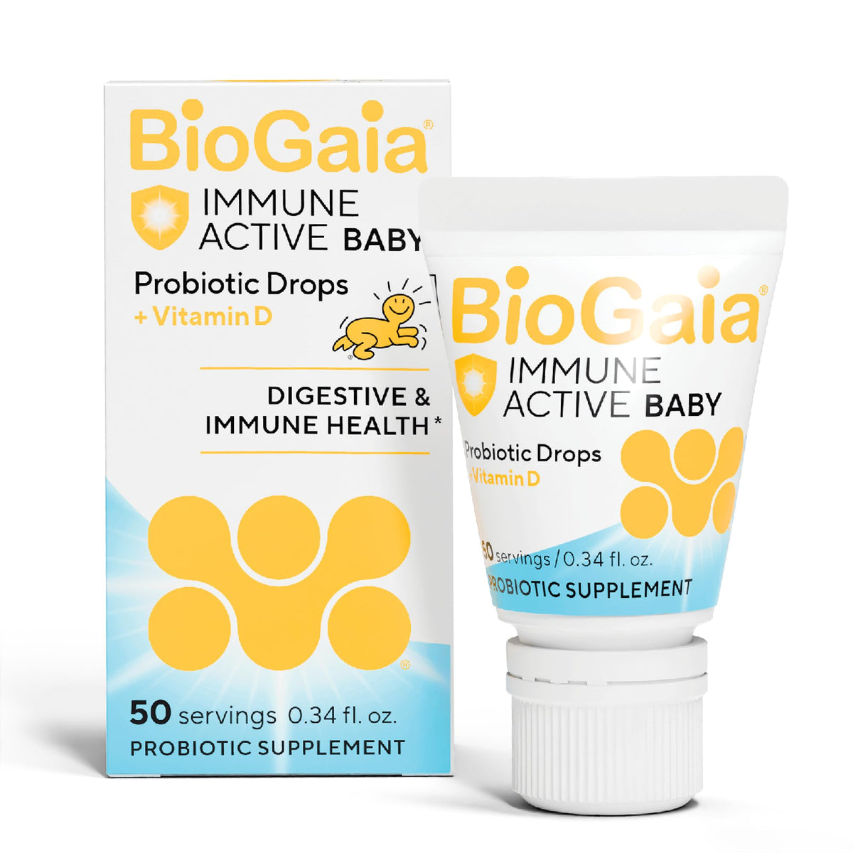 BioGaia Immune Active Baby Probiotic Drops + Vitamin D | for Babies & Toddlers 0-36 Months | Supports Digestive & Immune Health BioGaia