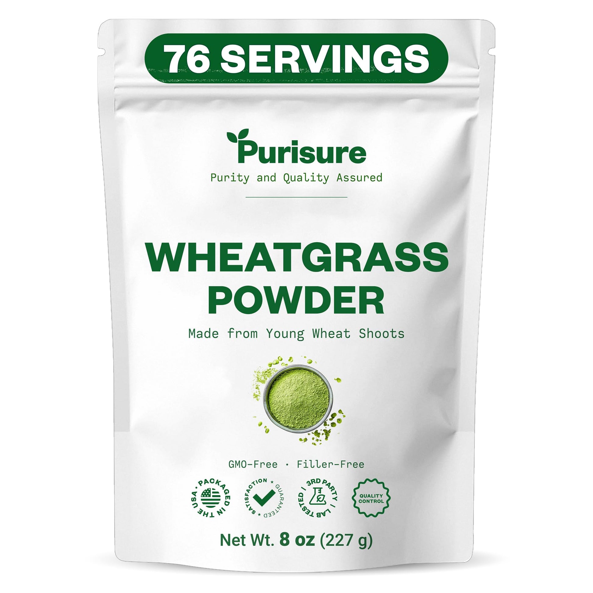 Purisure Wheatgrass Powder, 8oz, Wheat Grass Powder, Green Superfood for Salads, Smoothie and Shakes, Superfood Powder Rich in Immunity Vitamins, Fiber and Minerals, 76 Servings Purisure buy australia supplements