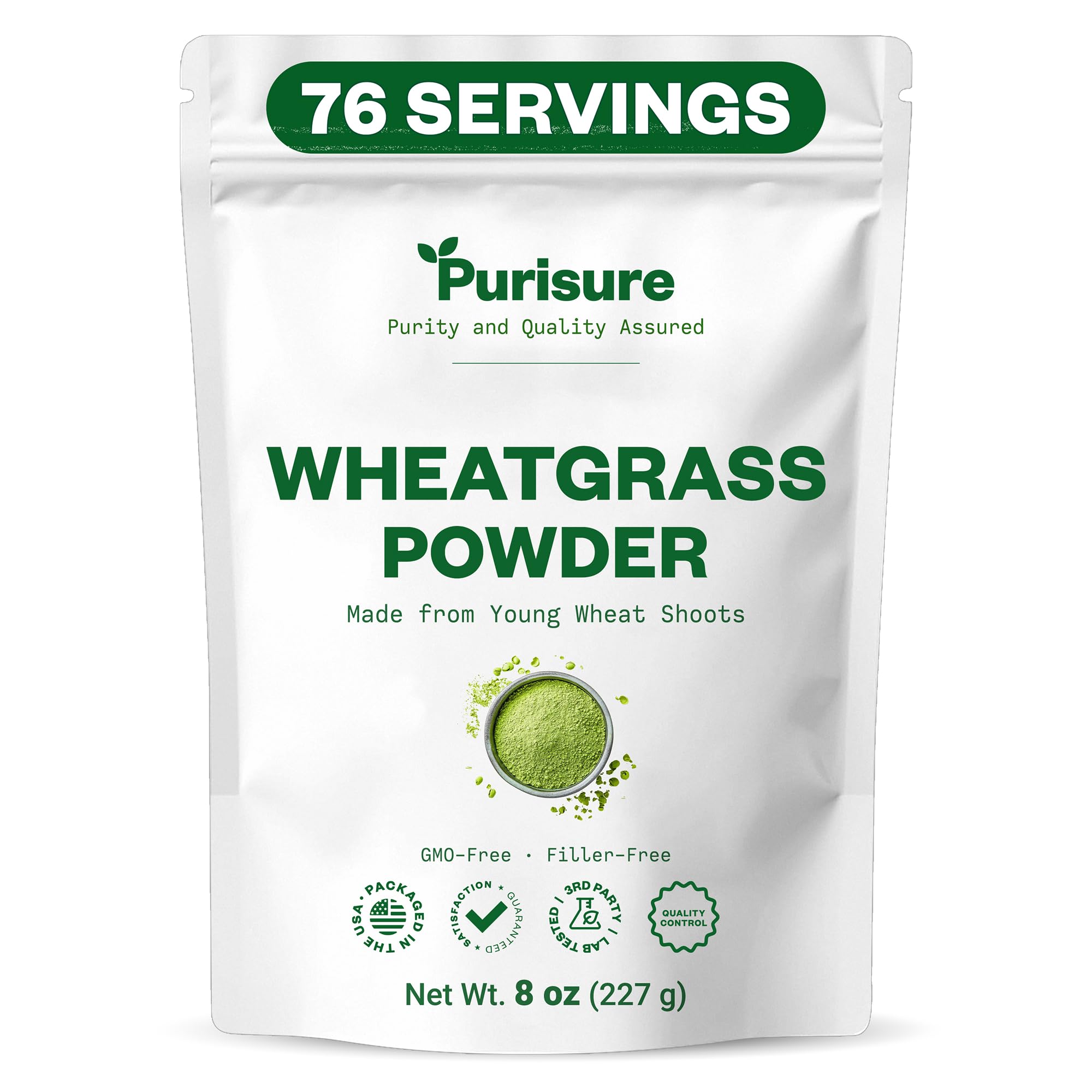 Purisure Wheatgrass Powder, 8oz, Wheat Grass Powder, Green Superfood for Salads, Smoothie and Shakes, Superfood Powder Rich in Immunity Vitamins, Fiber and Minerals, 76 Servings Purisure buy australia supplements