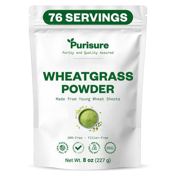 Purisure Wheatgrass Powder, 8oz, Wheat Grass Powder, Green Superfood for Salads, Smoothie and Shakes, Superfood Powder Rich in Immunity Vitamins, Fiber and Minerals, 76 Servings Purisure buy australia supplements