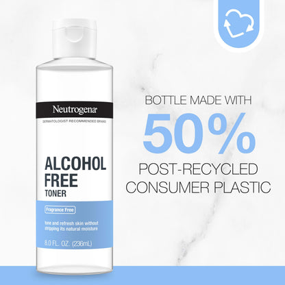 Neutrogena Alcohol-Free Gentle Daily Facial Toner, Fragrance-Free to Tone & Refresh Skin, Gently Removes Impurities & Reconditions Skin, Hypoallergenic, 8 fl. oz Neutrogena