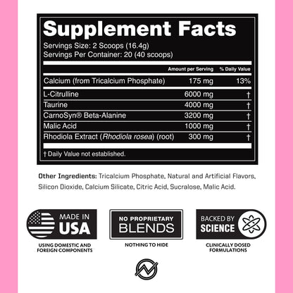 Outwork Nutrition Non-Stim Pre Workout Powder - Citrulline Malate, Beta-Alanine, Rhodiola Extract for Performance, Focus & Energy Boost - Preworkout for Men, Women (Caffeine Free, Tropical Candy)