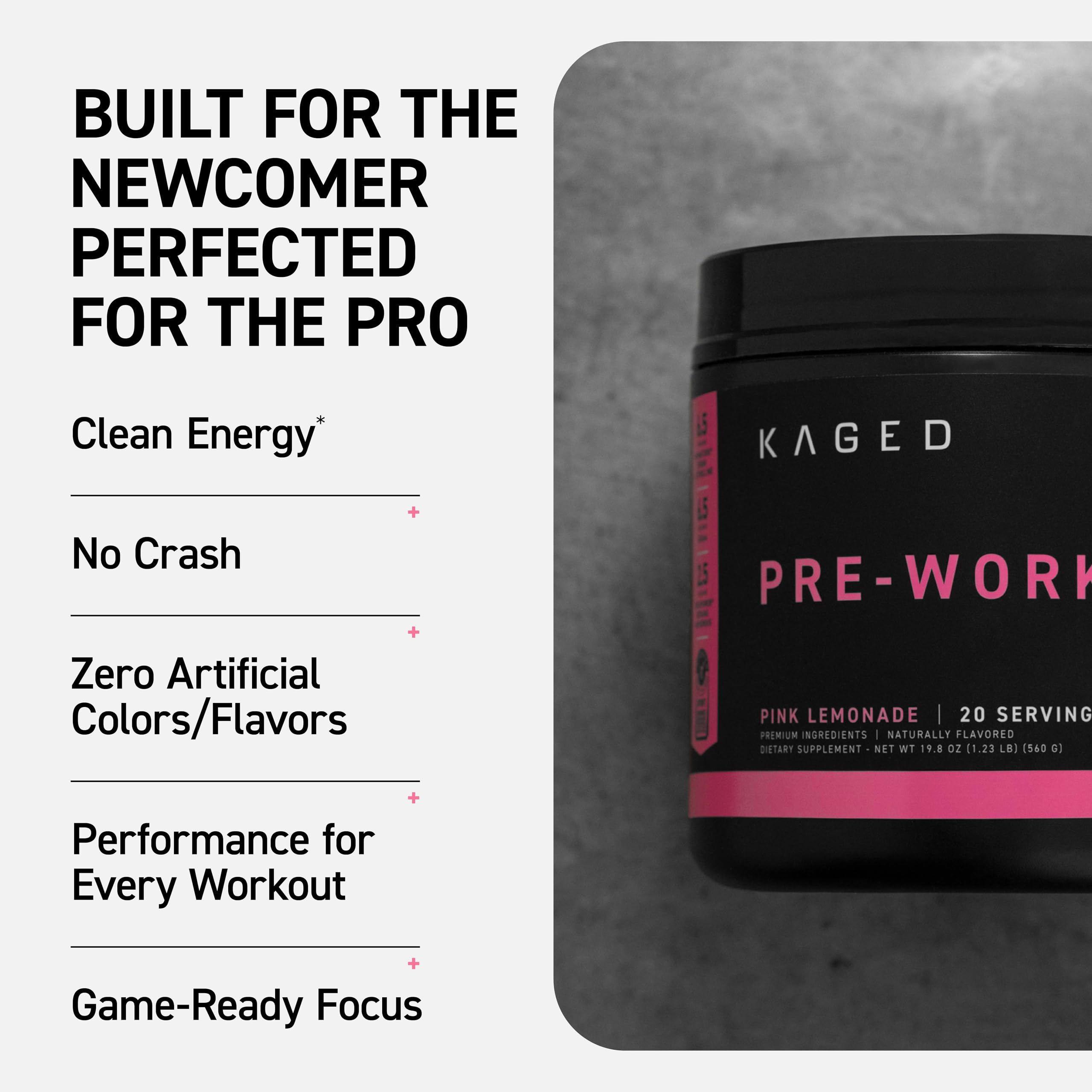 Kaged Sport Pre Workout Powder for Men & Women, Pink Lemonade, Sport Certified, 188mg Caffeine, Nitric Oxide, Beta Alanine, 20 Servings Kaged buy australia supplements