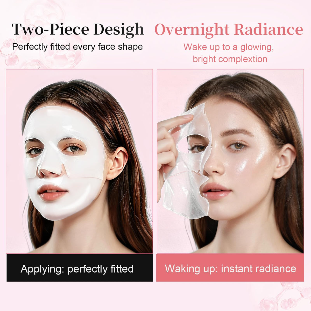 NLQ Bio-Collagen Face Mask Overnight Hydrogel Deep Mask - Glass Skin Intensive Hydrating & Firming Pore Refining Anti-Aging Sheet Mask, Skincare Gift for Women (5 Sheets) NLQ