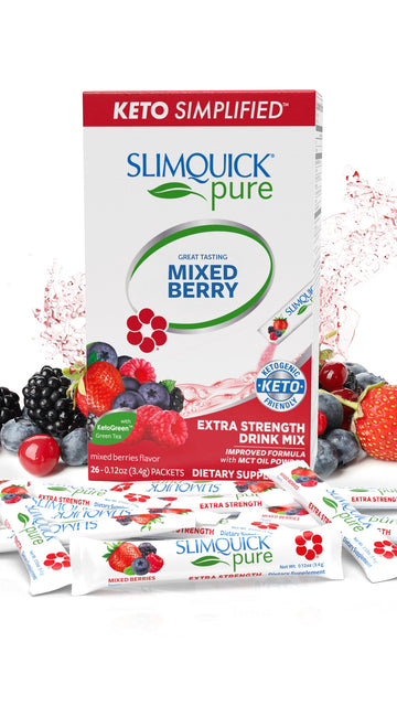 Slimquick Pure 3x Extra Strength Mixed Berry Drink Mix for Women to Help Achieve , 26 Count