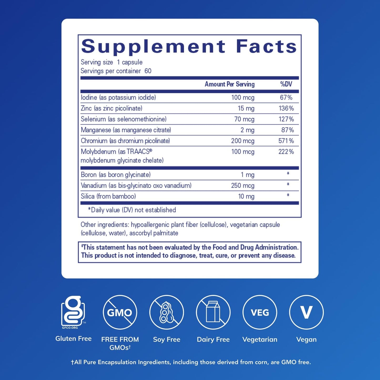 Pure Encapsulations Trace Minerals - Multimineral Supplement - Mineral Supplement - Supports Metabolism & Cellular Function* - Gluten Free & Vegan - 60 Capsules Pure Encapsulations