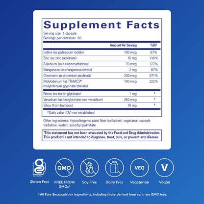 Pure Encapsulations Trace Minerals - Multimineral Supplement - Mineral Supplement - Supports Metabolism & Cellular Function* - Gluten Free & Vegan - 60 Capsules Pure Encapsulations
