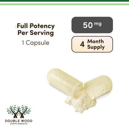 Apigenin Supplement - 50mg per Capsule, 120 Count (Powerful Bioflavonoid Found in Chamomile Tea for Relaxation, Sleep, and Mood) Senolytic Double Wood Supplements