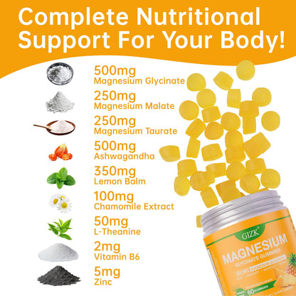 Magnesium Glycinate Gummies 500mg – Sugar Free Magnesium Gummies for Sleep, Stress, Muscle & Nerve Support – for Adults & Kids 4+, Vegan, SAYIDON