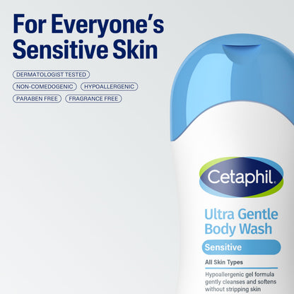 Cetaphil Ultra Gentle Refreshing Body Wash, Hypoallergenic, 16.9oz, 3ct Cetaphil