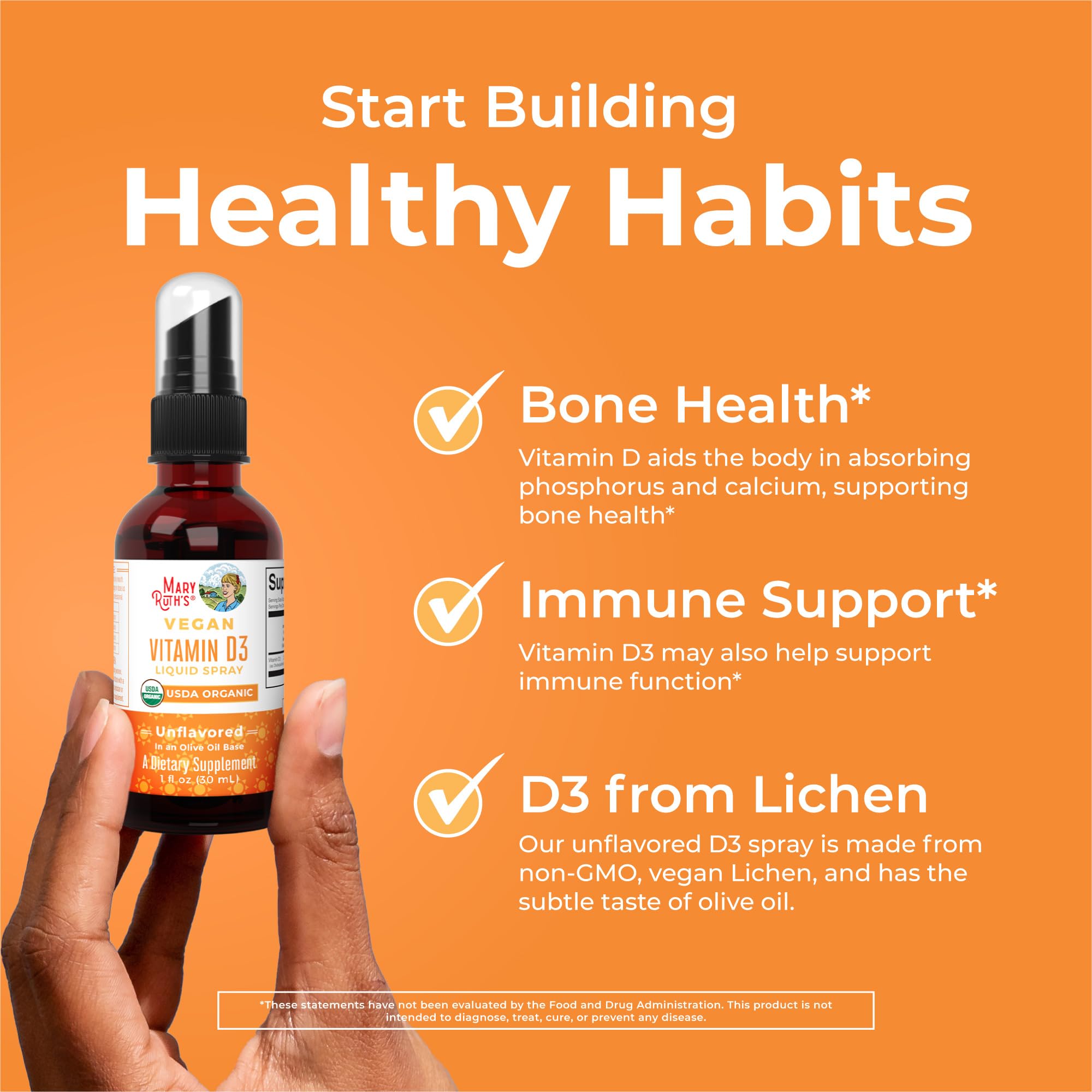 MaryRuth Organics Vitamin D USDA Organic | VIT D3 Liquid | Sugar Free | Liquid VIT D Spray Immune Support for Adults & Kids | Bone Health| Vegan | Gluten Free | Non-GMO | 30 Servings MARYRUTH'S buy australia supplements
