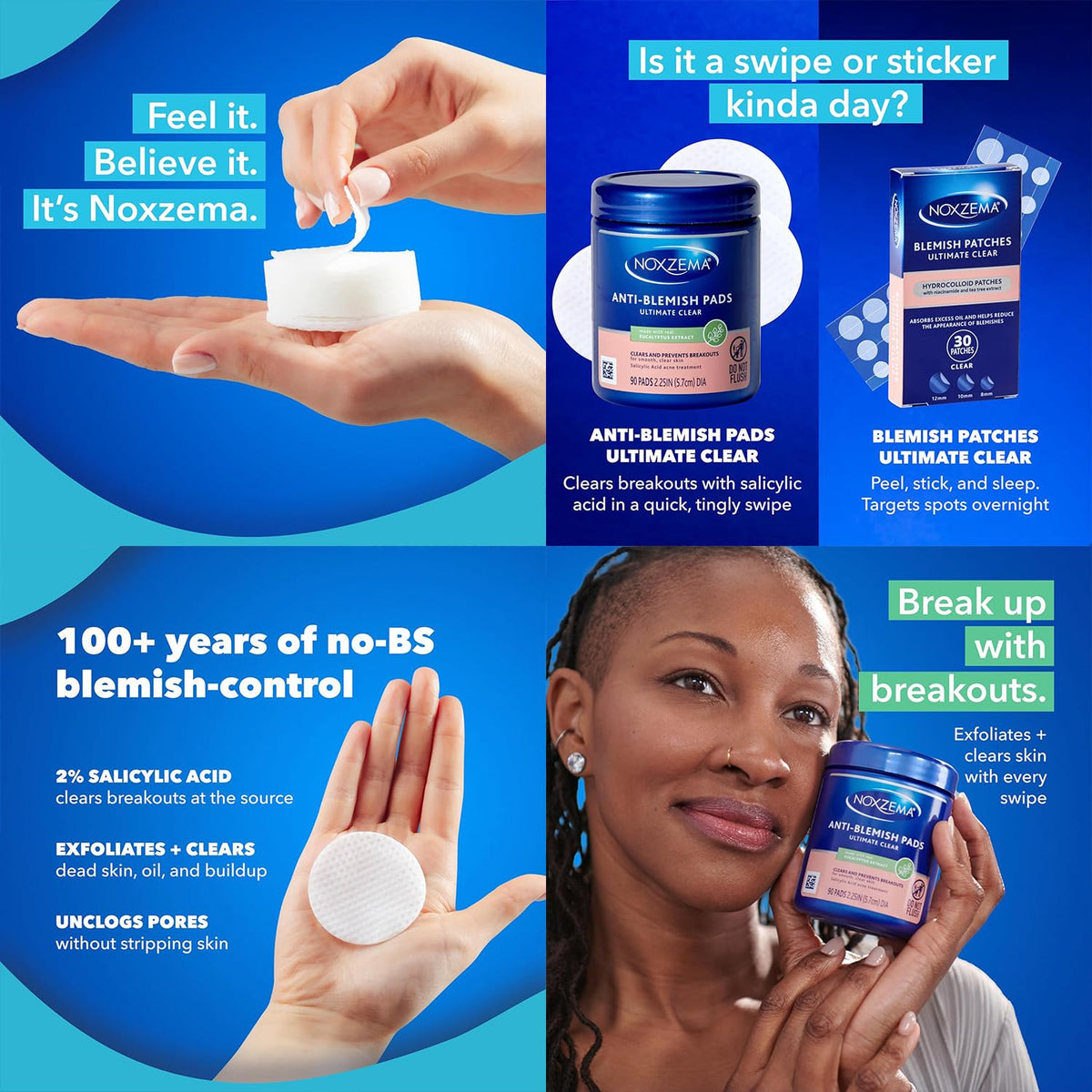 Noxzema Ultimate Clear Pimple Patches + Anti-Blemish Pads Acne Set Noxzema