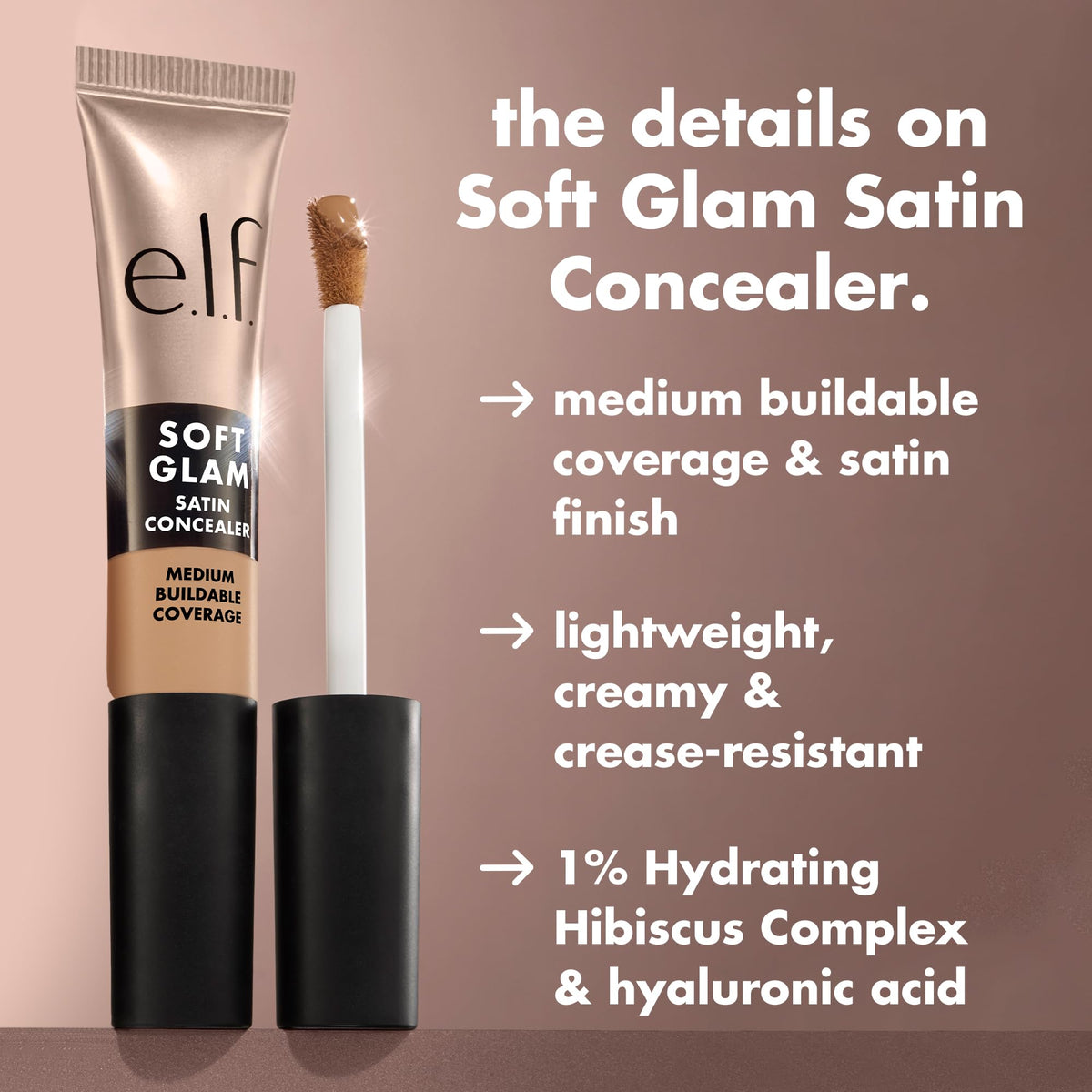 e.l.f. Soft Glam Satin Concealer, Medium Coverage, 13 Fair Neutral e.l.f.