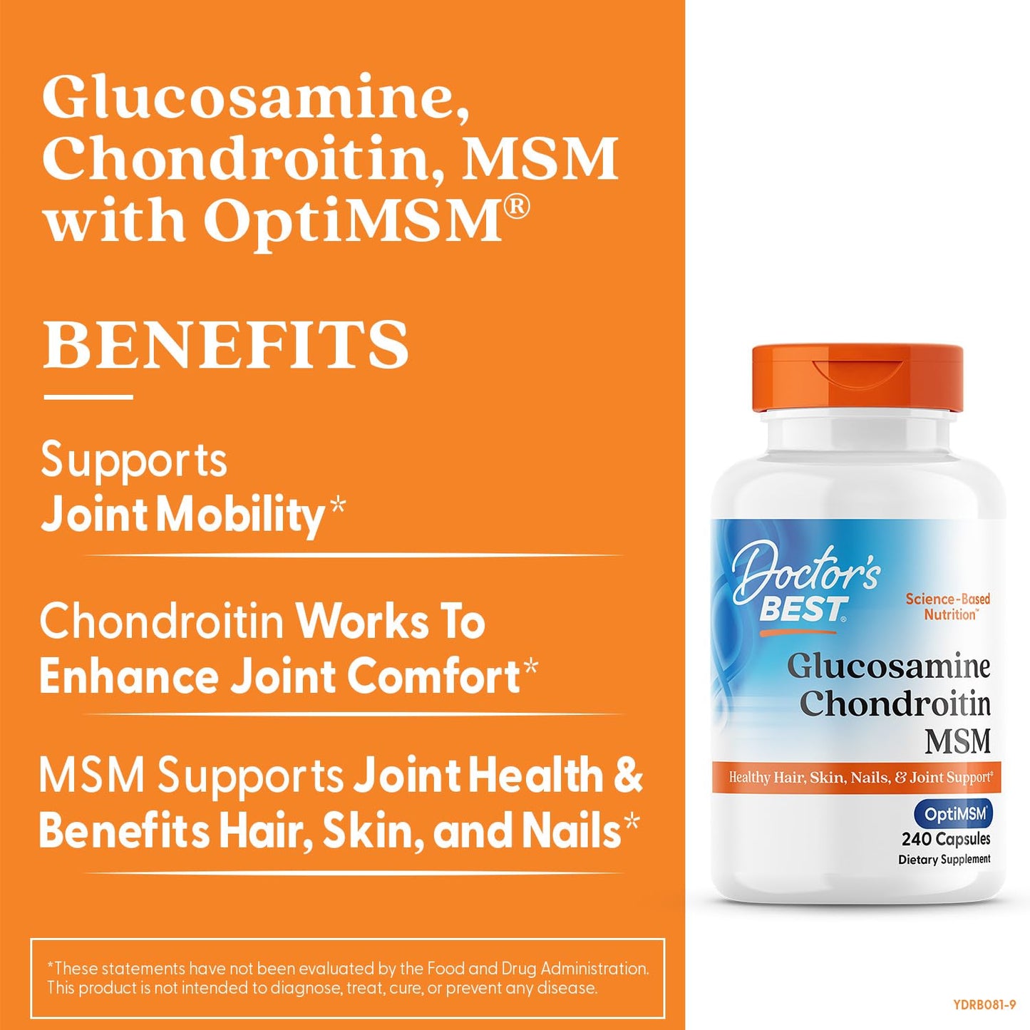 Doctor's BEST Glucosamine Chondroitin MSM - Joint Health Support Supplement for Women & Men, Nutritional Support for Joint Strength, Hair, Skin, & Nails Doctor's BEST