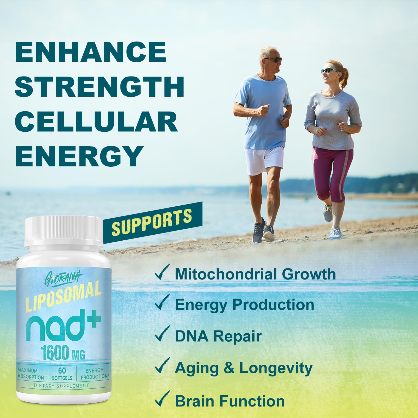 GIORANA 1600 MG Liposomal NAD+ Supplement, NAD+ Boosting Supplement, Superior Absorption, Vitamin B3 for Aging Defense, Longevity, Energy, Repair, Non-GMO, 60 Softgels GIORANA buy australia supplements