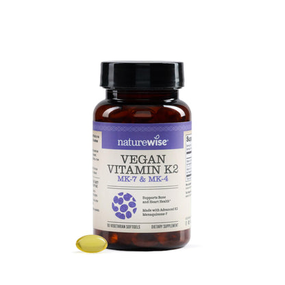 NatureWise Vitamin K2 600mcg Supplement with MK-7 100mcg & MK-4 500mcg - Enhanced Bioavailable Formula - K Complex for Bone and Heart Health NatureWise