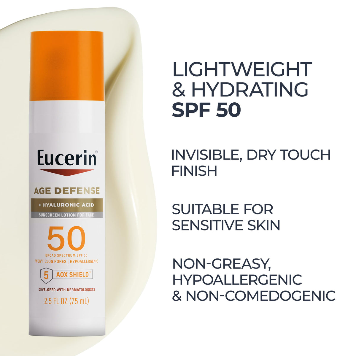 Eucerin Sun Age Defense Face Sunscreen Lotion SPF 50, 2.5 FL OZ Eucerin