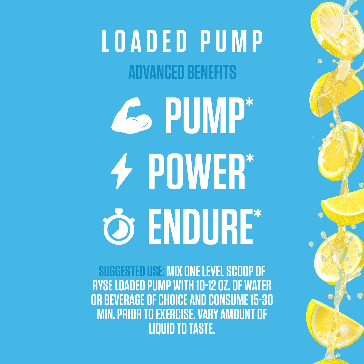 Ryse Loaded Pump Pre Workout Powder - Blue Razz Slush - No Caffeine Stimulant Free Formula for Pump, Power & Endurance - L-Citrulline, PeptiPump, Betaine Anhydrous, Taurine & AstraGin - 25 Servings