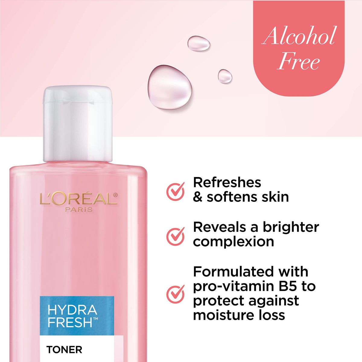 L'Oreal Paris Skincare HydraFresh Toner Face Toner with Pro-Vitamin B5 for a Smoother, Brighter Complexion, 2 Count L'Oreal Paris