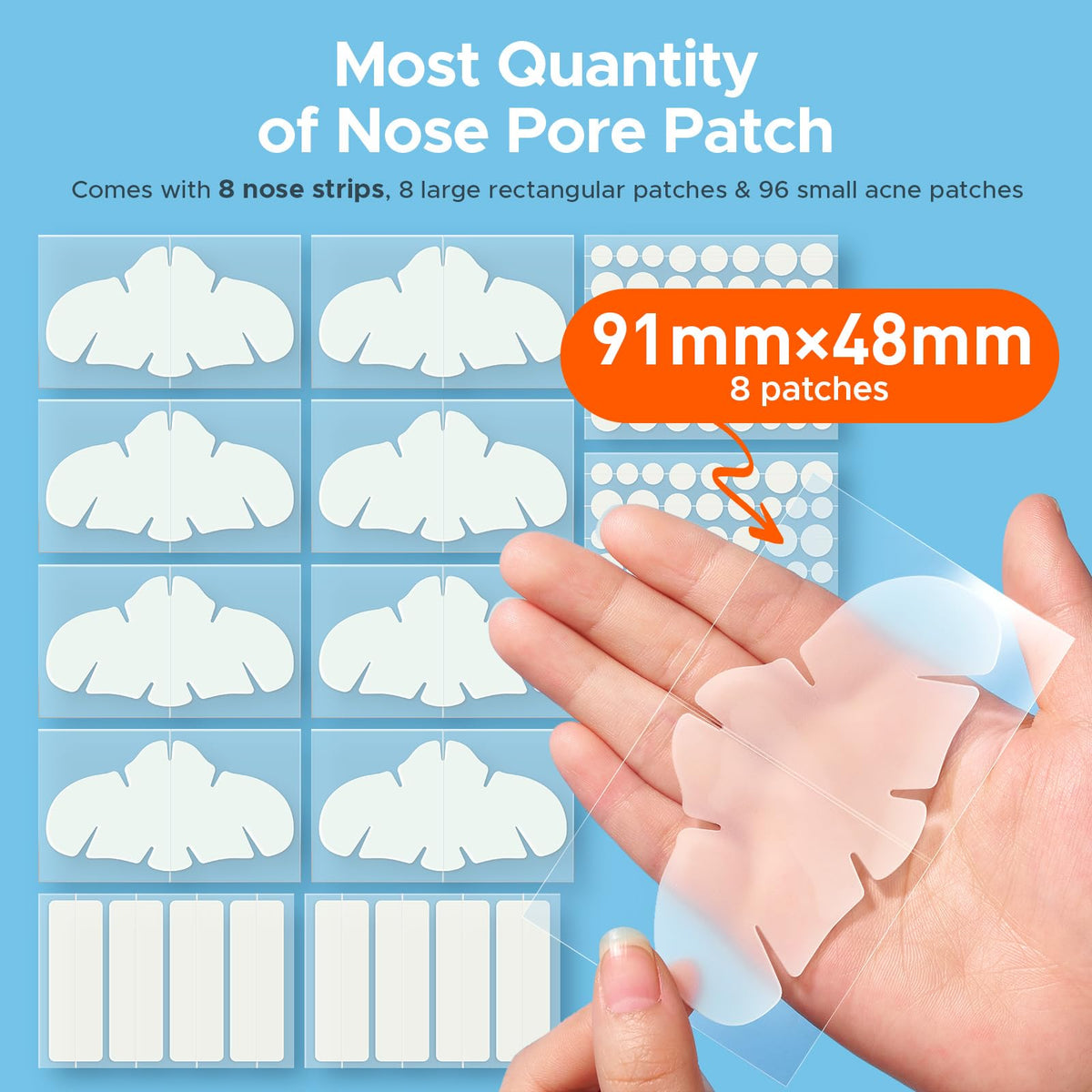 TKTK Hydrocolloid Pimple Patches, XL Nose Pore Strips 91 x 48 mm, 112 Count TKTK