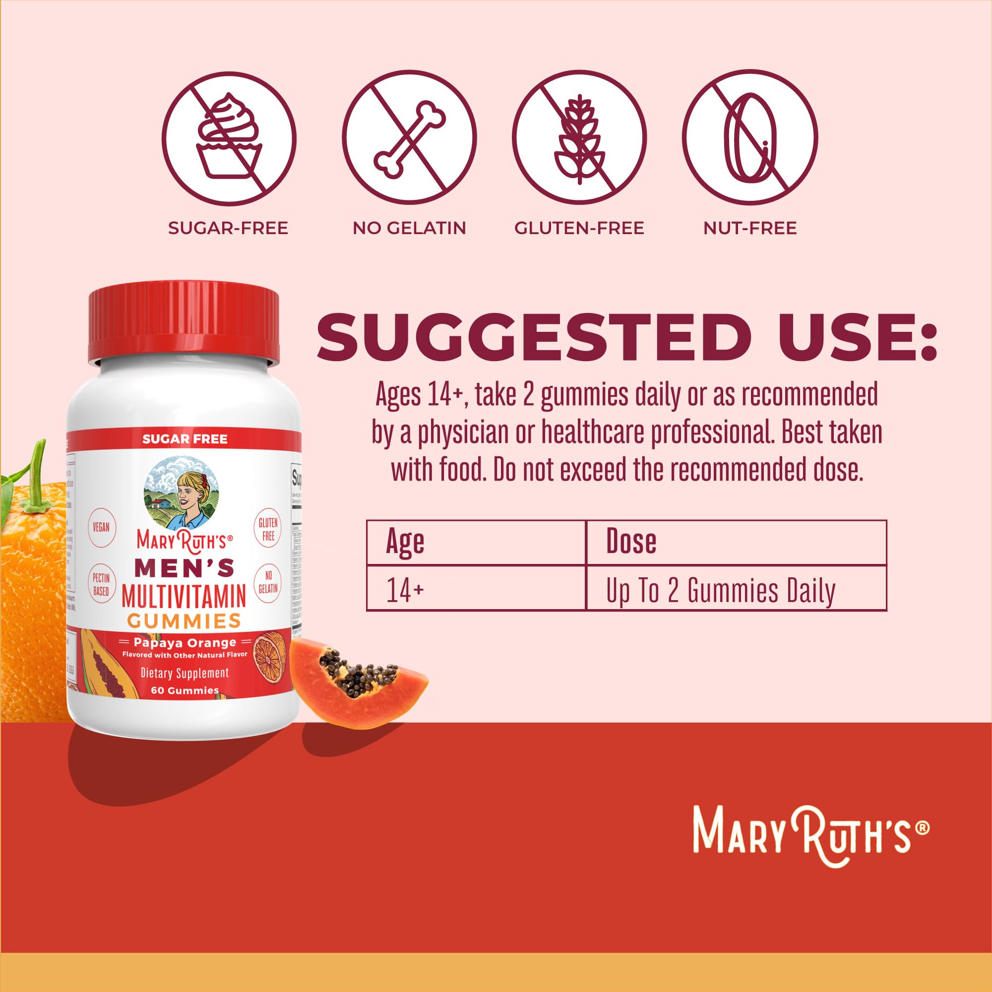 MaryRuth's Multivitamin Gummies for Men | Vitamin A, C, D, E, B6, B12, Biotin, Zinc | Energy Metabolism | Immunity | Bone Health | Cellular Health | Vegan | Non-GMO | Gluten & Sugar Free | 60 Count MARYRUTH'S buy australia supplements