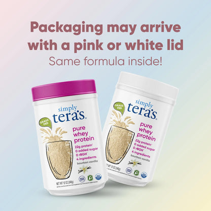 simply tera's Pure Whey Protein Powder - Grass Fed Vanilla Whey Protein Powder, Clean, Made Without Artificial Sweeteners, Non-GMO, Kosher, rBGH-Free, Soy-Free - 24 Oz simply tera's