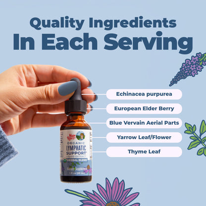 MARYRUTH'S Lymphatic Support Liquid Drops USDA Organic | Herbal Blend with Echinacea & Elderberry | Blue Vervain MARYRUTH'S