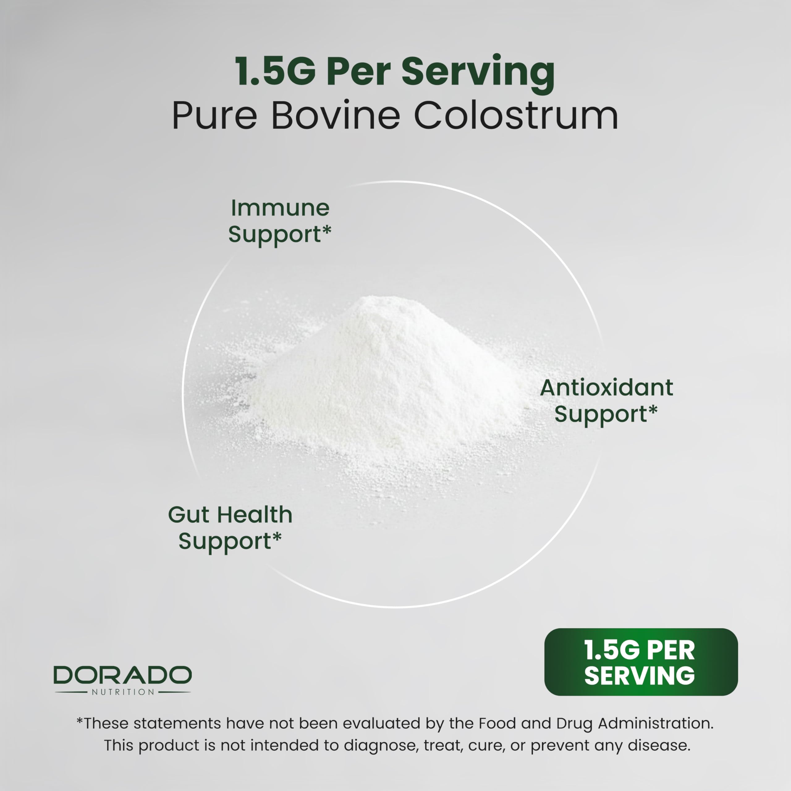 Colostrum Supplement Powder 90g (60 Servings of 1.5g Pure Bovine Colostrum Std. to Contain 20% IgG Immunoglobulins) Grass Fed Powder - No Fillers, Third Party Tested, Unflavored & Non-GMO DORADO NUTRITION buy australia supplements