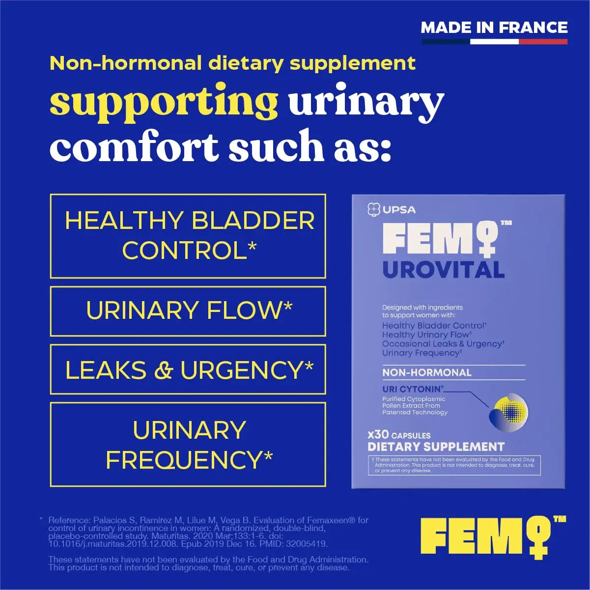 FEM Urovital Bladder Control Supplements - Overactive Bladder, Leakage & Urgency Relief - Non-Hormonal Urinary Tract Health Support for Women - 30 Capsules Upsa buy australia supplements