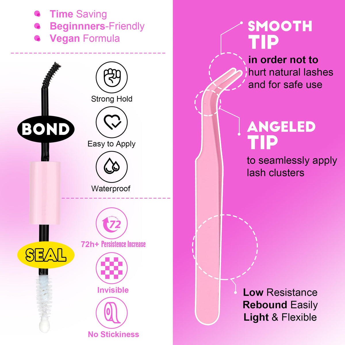 Pawotence Lash Extension Kit DIY 280pcs Lash Clusters Eyelash Extension Kit, 9-16mm 30D 40D Individual Lashes Kit with Lash Bond and Seal, Lash Tweezers for Self Use (30D&40D, 0.07D, 9-16mm, Kit) Pawotence