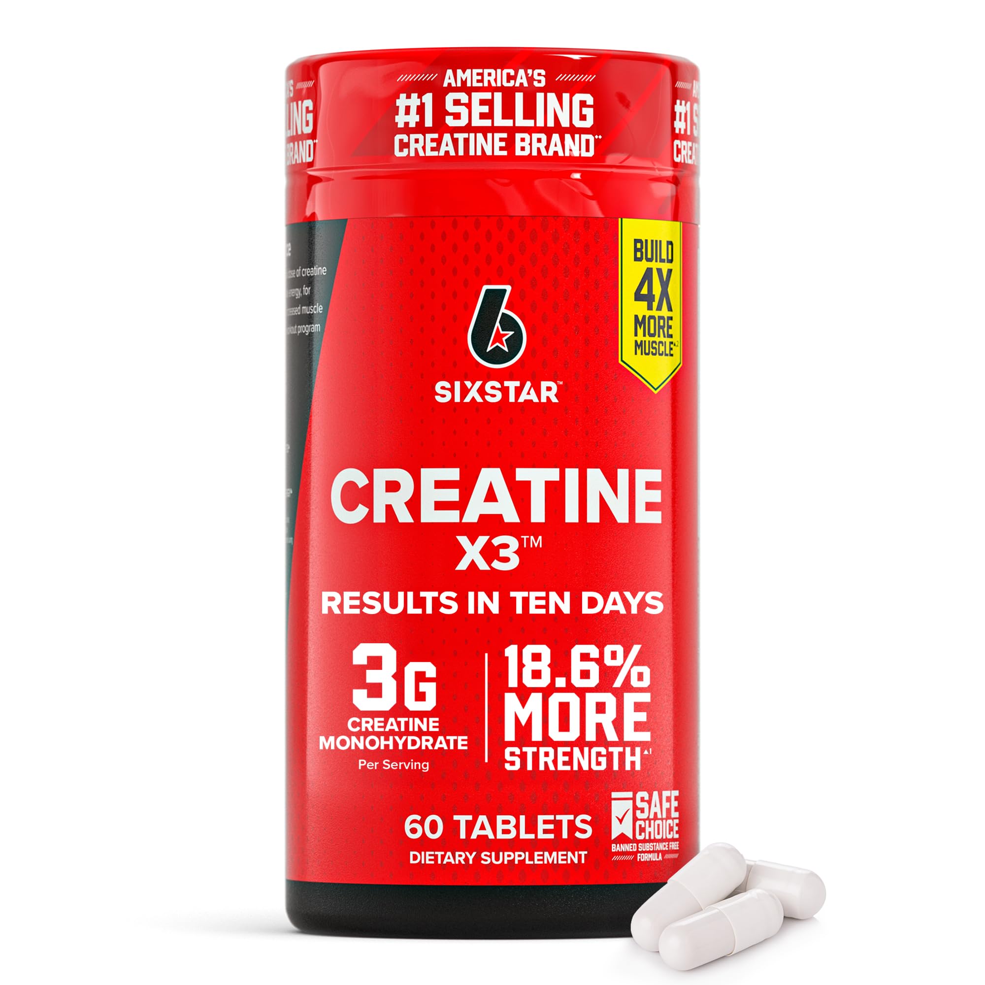 Six Star Creatine Pills, X3 (60 Caplets) - Creatine for Women & Men - Creatine Capsules Support Muscle Strength - Pre & Post Workout Creatine Supplement Six Star buy australia supplements