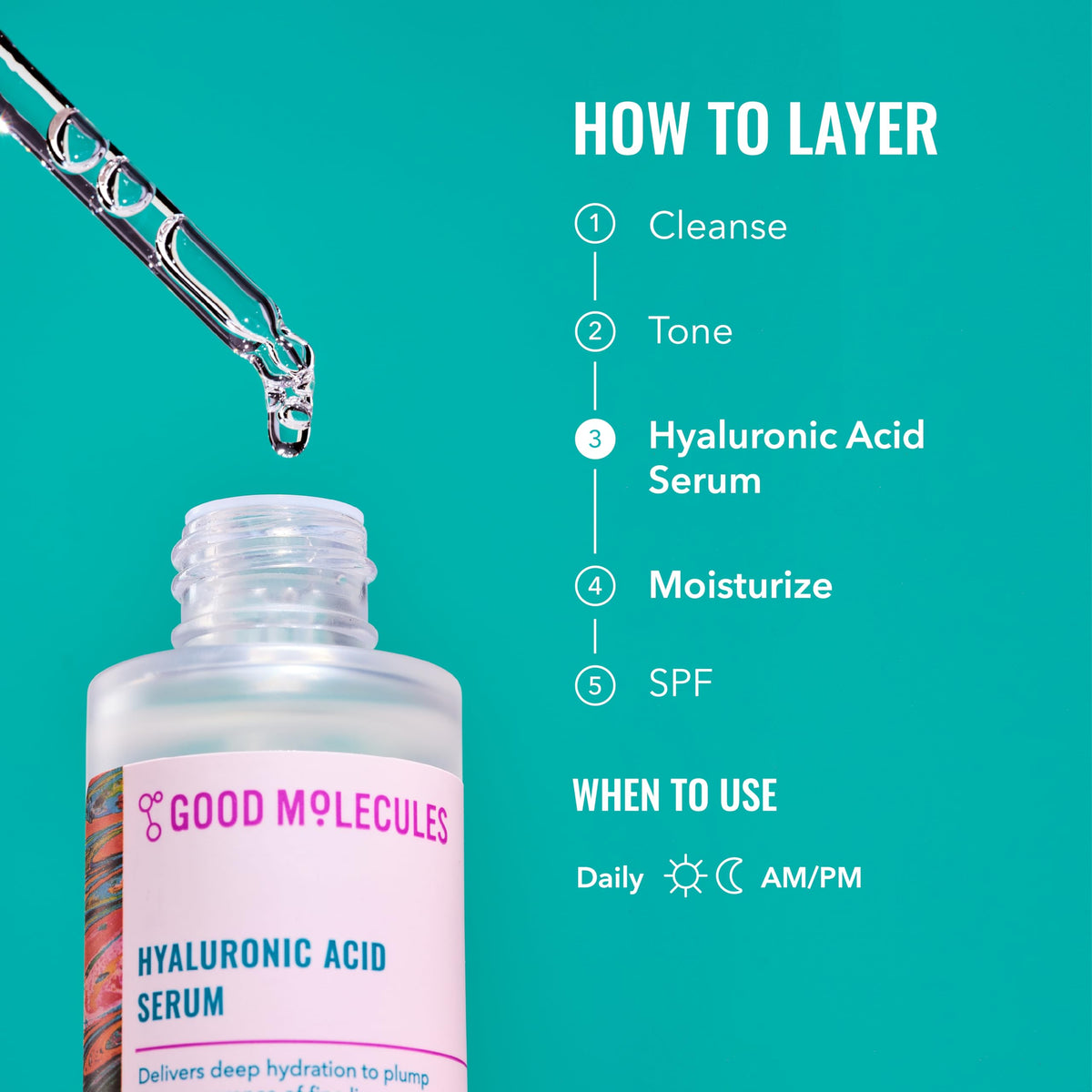 Good Molecules Hyaluronic Acid Serum for Face, Hydrating Serum, 1 fl oz Good Molecules