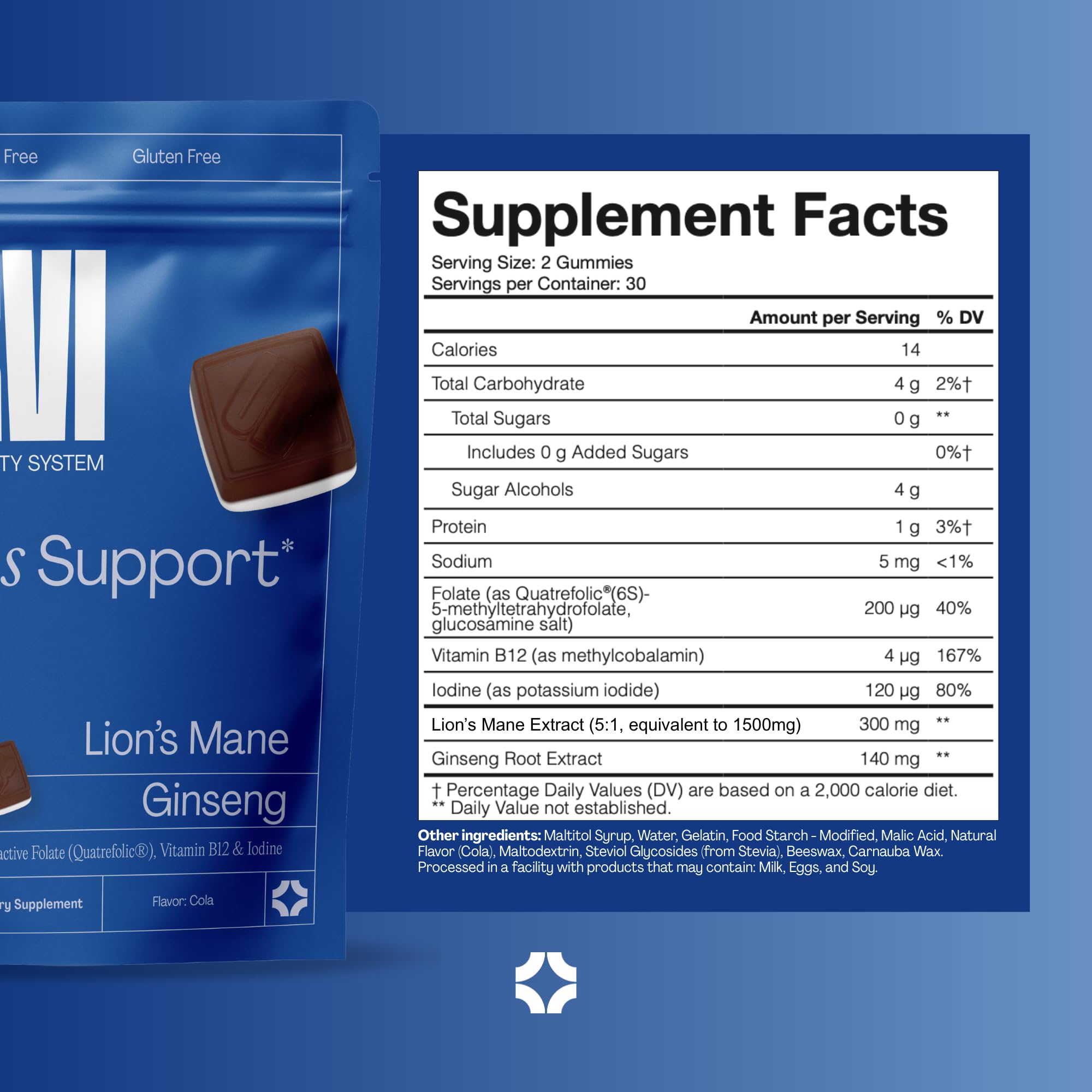 URVI 1500mg Lion's Mane Gummies with Ginseng, Folate 5-MTHF, B12 & Iodine – Focus Nootropic Brain Supplement Boosts Memory, Focus & Energy – Sugar-Free – Cola Flavor – 60 Count URVI buy australia supplements