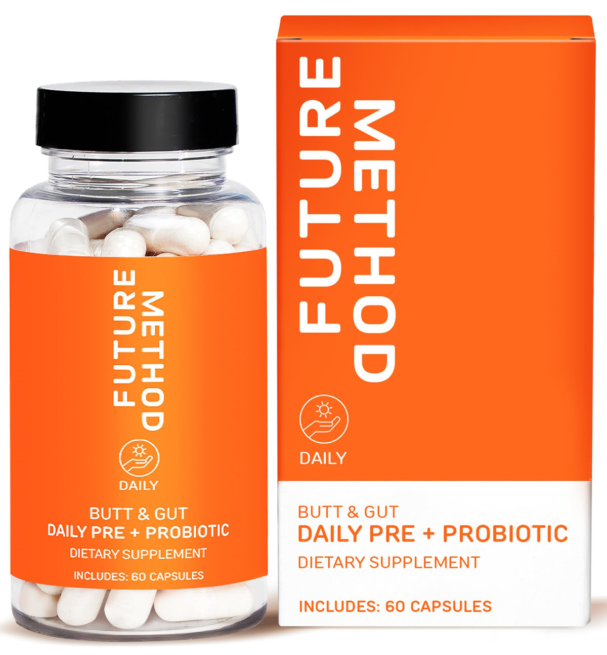 FUTURE METHOD Synbiotic Prebiotics for Men & Women - Probiotics & Prebiotic Supplement for Digestion, Immunity & Regularity (60ct) FUTURE METHOD