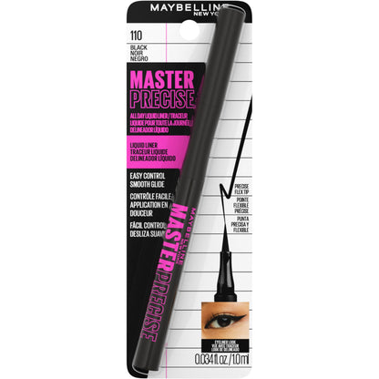 Maybelline Eyestudio Master Precise All Day Waterproof Liquid Eyeliner Makeup, Black, 1 Count (Packaging May Vary) MAYBELLINE