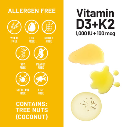 NatureWise Vitamin D3 1000IU + K2 (MK7) 100mcg with Organic Extra Virgin Coconut Oil - Supports Calcium Absorption, Bone & Immune Health - Non-GMO NatureWise