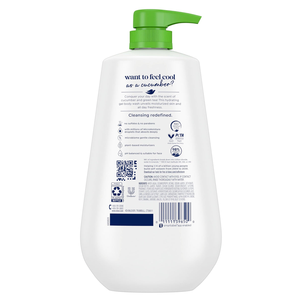 Dove Body Wash Body Wash Refresh Cucumber & Green Tea 30.6 oz, Sulfate Free Dove