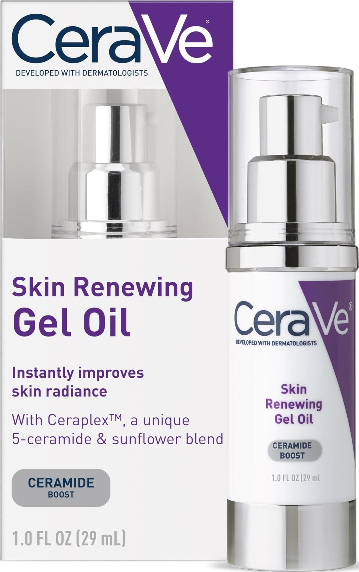 CeraVe Skin Renewing Gel Oil, Hydrating Hyaluronic Acid Serum for Face, 1oz CeraVe