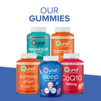 Qunol Turmeric and Ginger Gummies - Joint Support Supplement with Ultra High Absorption, 90 Count Vegan and Gluten Free Gummies Qunol