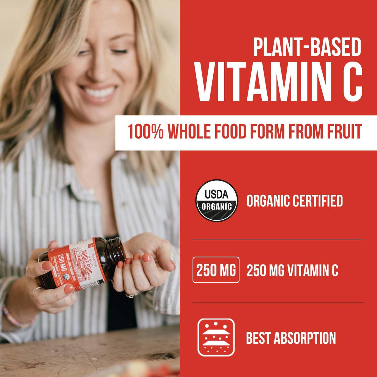 Organic Vitamin C | Whole Food Vitamin C from Fruit Plus Absorption Enhancing Cofactors - Vegan, Enhanced Bioavailability - Immune Support Triquetra Health