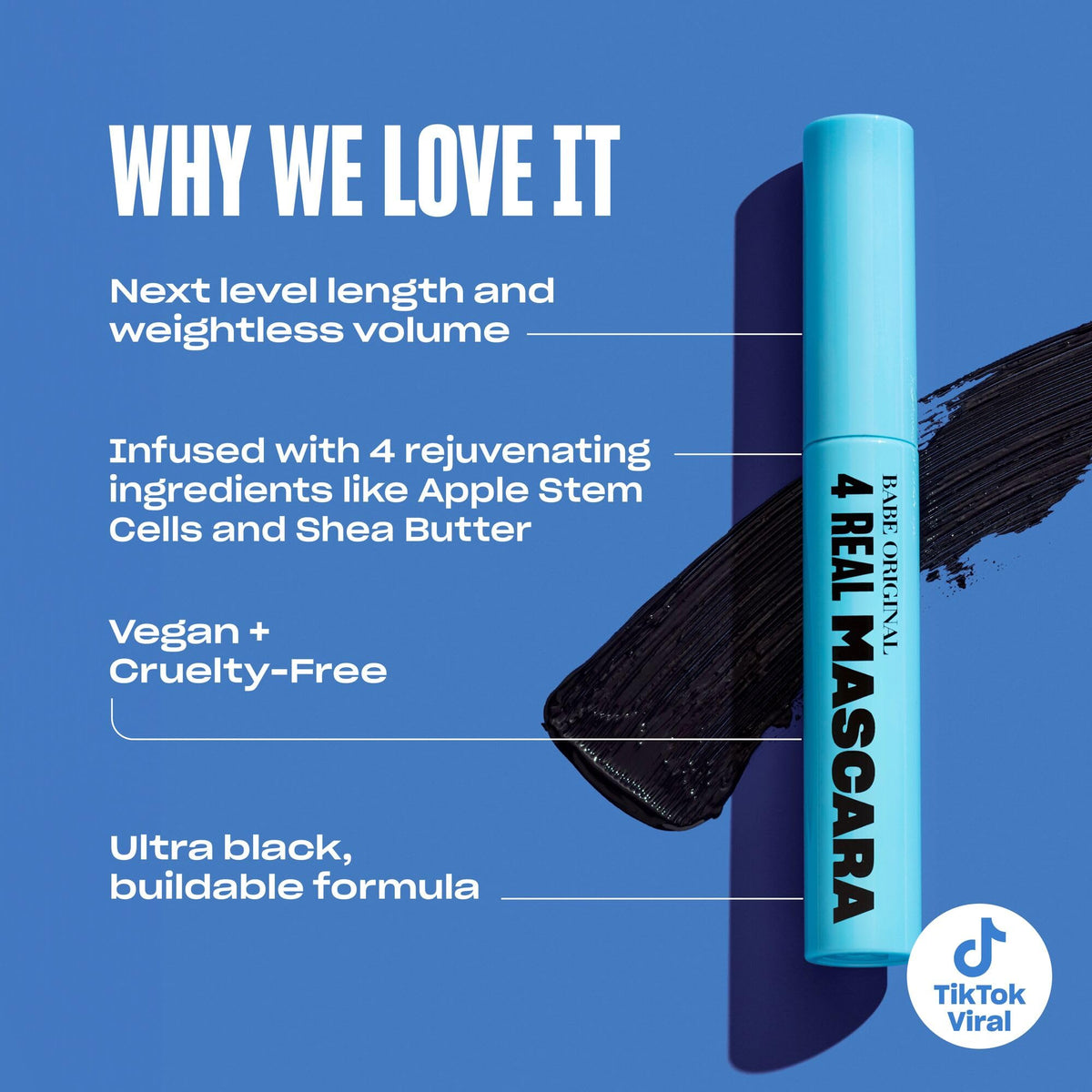 Babe Original 4 Real Mascara for Volume, Length & Lift, Black BABE ORIGINAL