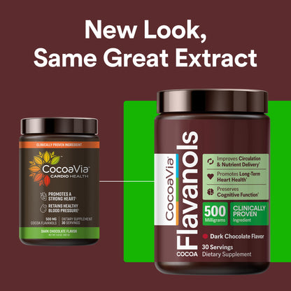 CocoaVia Cocoa Flavanols 500mg – Heart and Brain Support, High Flavanol Cocoa Extract, Boosts Nitric Oxide, Blood Circulation and Memory, Preworkout, Vegan CocoaVia
