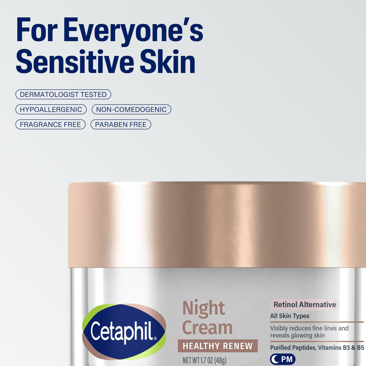 Cetaphil Healthy Renew Night Face Cream, Anti-Wrinkle, Peptides, 1.7oz Cetaphil