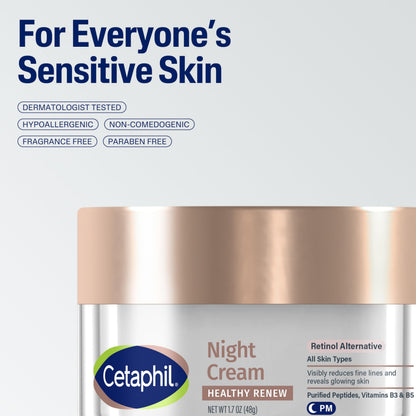 Cetaphil Healthy Renew Night Face Cream, Anti-Wrinkle, Peptides, 1.7oz Cetaphil