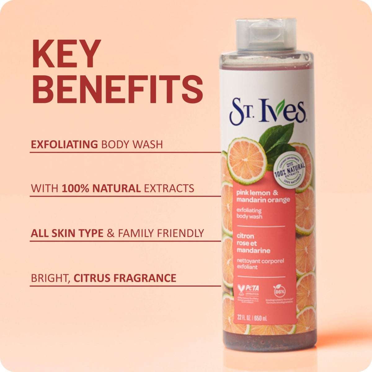 St. Ives Body Wash Pink Lemon and Mandarin Orange 22 Ounce St. Ives