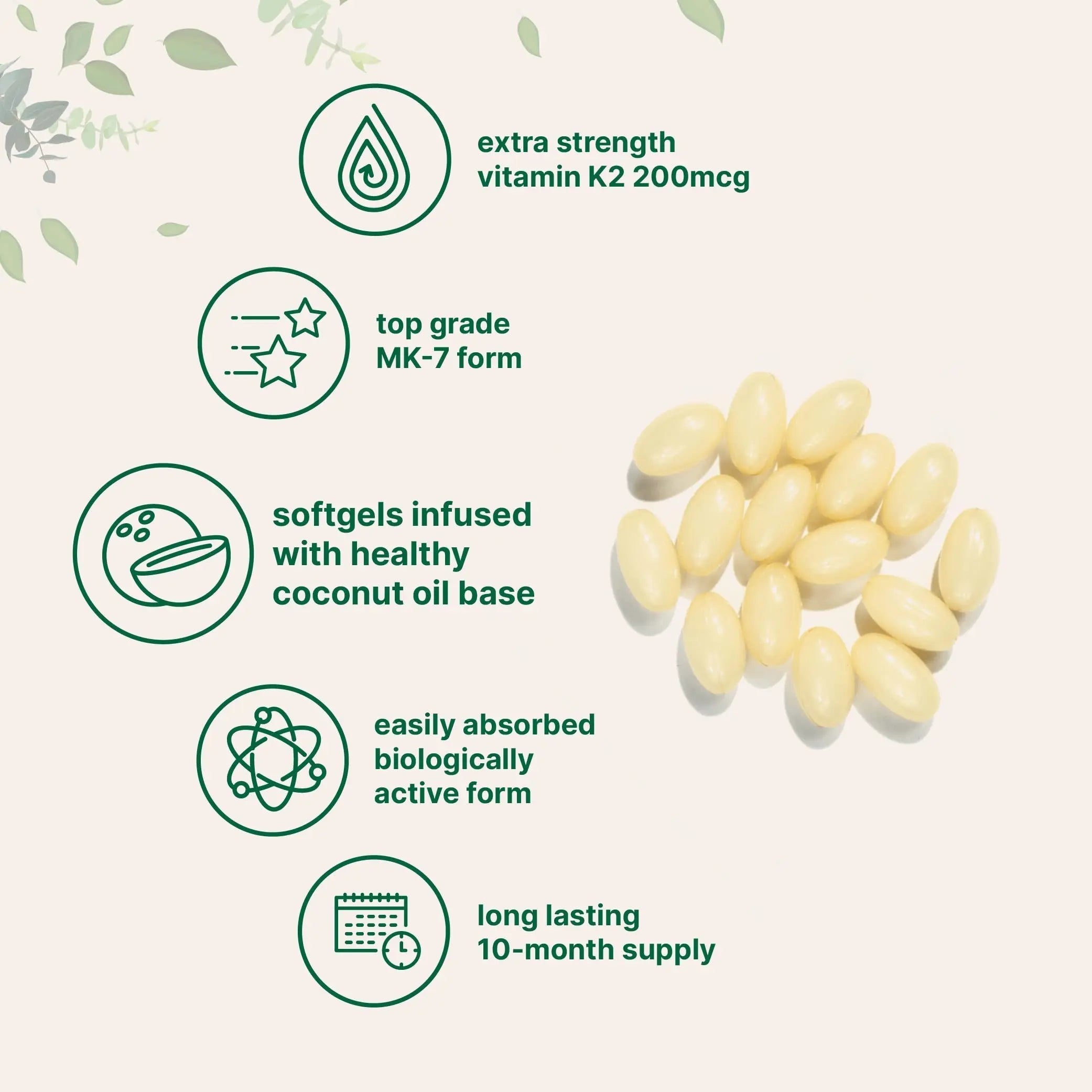 Micro Ingredients Vitamin K2 MK-7 Supplement, 200 mcg Per Serving, 300 Coconut Oil Softgles | Easily Absorbed, Active Menaquinone Form | Micro Ingredients buy australia supplements