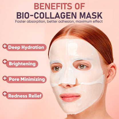 Bio-Collagen Facial Mask 8 EA, Hydrating & Soothing Hydrogel Face Mask TEAWOO